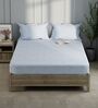 Monkler Powder Blue 100% Cotton Check King Size Bedsheet with 2 Pillow Covers